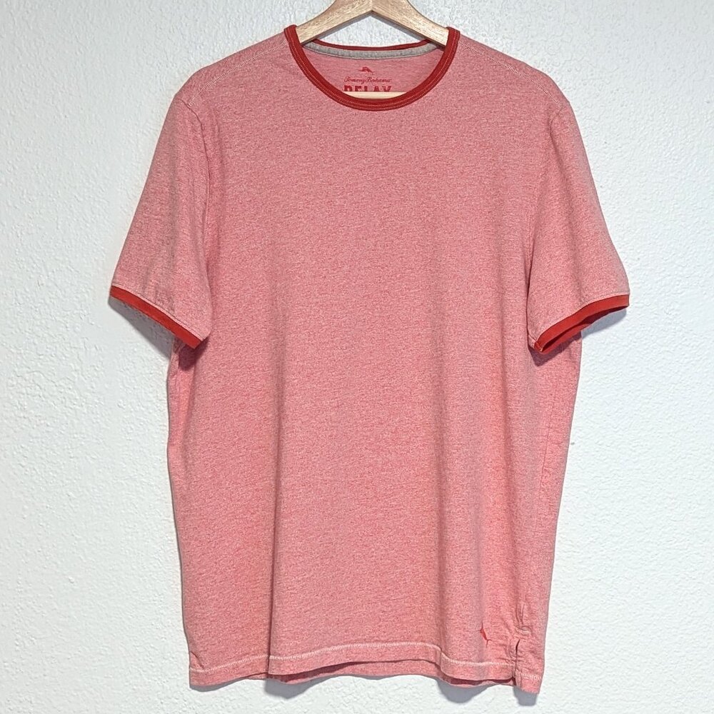 Tommy Bahama Relax 100% Pima Cotton Modern Fit Orange Red Ringer T-Shirt Sz M